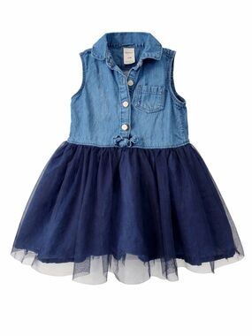 OshKosh B’gosh Denim Tulle Tutu Dress 18M Blue Chambray Party Dress Toddler Girl
